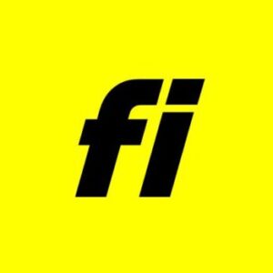 Fi smart dog collar logo on yellow background